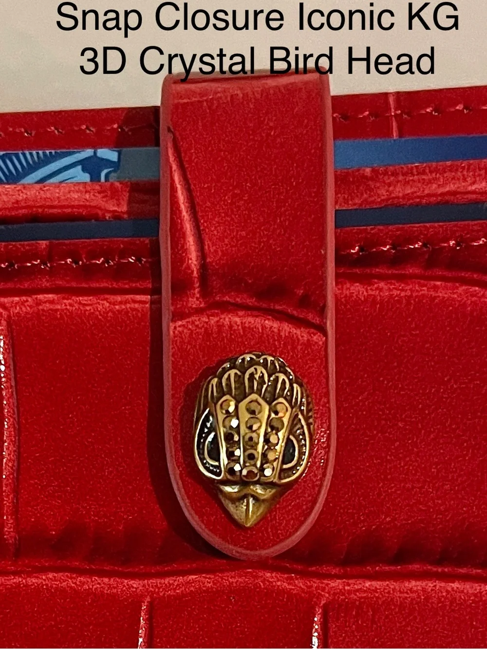 Kurt Geiger New Croc-Embossed Leather CardWallet/SnapClose/SlotsFrontBack&Inside